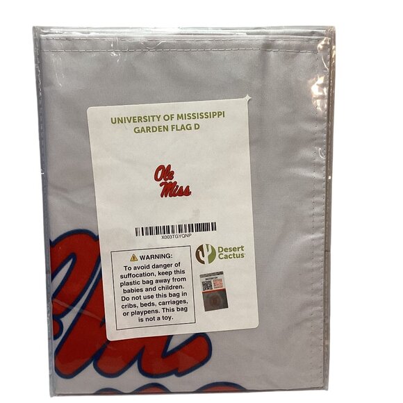 Ole Miss University Of Mississippi Yard Flag 18"X12" Nylon NCAA Lic NEW - Picture 2 of 2